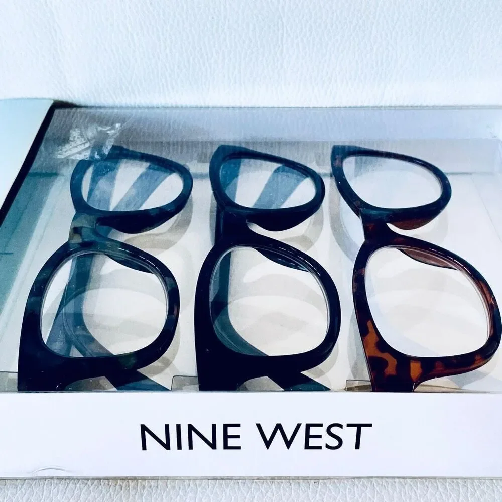NWT 3 Pack 2.00 Nine West Premium Reading Glasses Brown, Grey & black